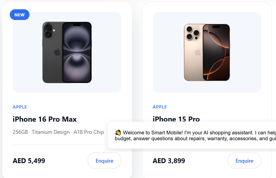 Smart Mobile AI website — homepage design